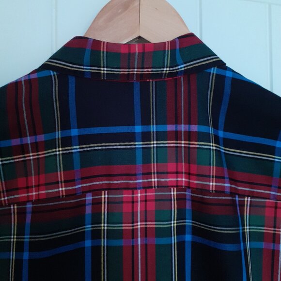 Orvis Cotton Blend Long Sleeve Plaid Button Up Shirt Red Black Blue Size 10 - Picture 6 of 12